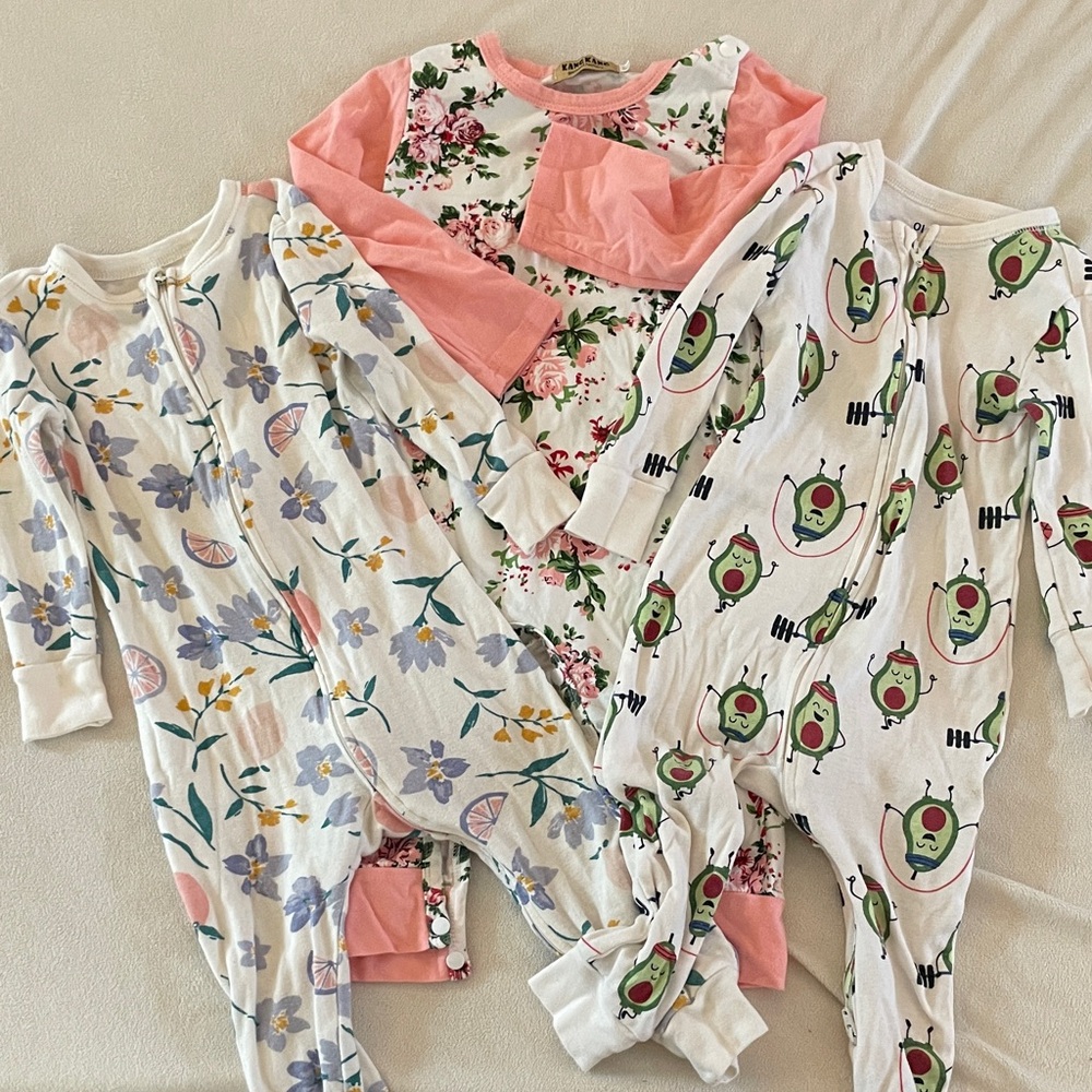 Floral and Avocado Print Baby Pajamas